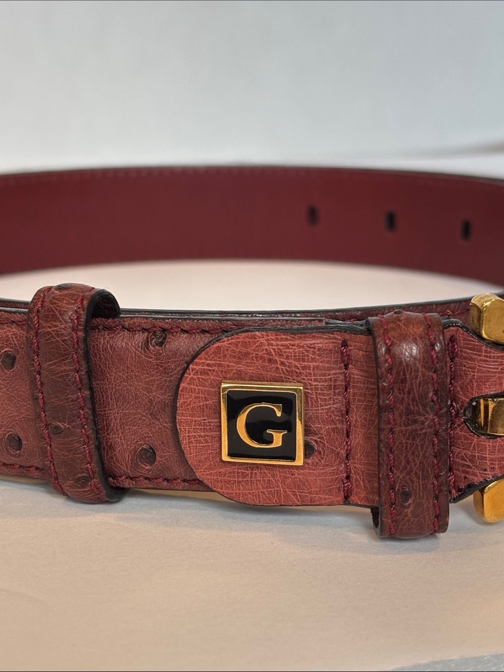 Giorgio's of Palm Beach Handmade Ostrich Skin Belt Pale Purple Size 42